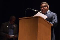 January 15, 2018 - Santa Barbara, CA: The Martin Luther King, Jr. Committee of Santa Barbara presents "Now is the time to Make Real the Promises of Democracy", a celebration of Martin Luther King, Jr. in Santa Barbara, CA January 11 - 19, 2018.   (Photo by Rod Rolle)Monday January 15 - The Martin Luther King, Jr. HolidayMorning Program at De Las Guerra Plaza, Santa Barbara Welcome: Isaac GarrettPrayer/Opening Ceremony: Chumash Family SingersSpeaker: Carlos EstradaSong: "America" Ray Charles, CDAcknowledgements: Das Williams and Janet Wolf, SB County SupervisorsMonique Limon, CA State AssemblyAnnouncements: Isaac GarrettWorld Dance for Humanity, Janet Reineck, Director Closing prayer: J. Louis Watkins, Pastor________________________________Arlington Theater Program, Santa BarbaraDavid Gorospe, Michael Chang, Greg Weiser, (jazz and popular music) in the Foyer of the Arlington. Invocation: Rabbi Steve Cohen"Lift Every Voice & Sing": Michell Downey LawyerWelcome: E. Onja BrownMusic: David GorospeIntroductions: Isaac Garrett-Salud Carbajal, U.S. Congress-Hannah Beth Jackson, CA State Senate-Cathy Murillo, Mayor of Santa BarbaraMC: Sojourner Kincaid RolleEssay/Poetry Winners (Ages 6 - 12) w/Brianna MoffittEssay/Poetry Winners (Ages 13 - 18) w/Melinda PalacioCivil Rights Songs: Vocalist Michell Downey Lawyer, Rebecca Wave, Rosalyn Collins and Michell Williams.Benediction: J. Louis Watkins, PastorStage Manager: Hillary Blackerby.                             Community Luncheon: First United Methodist Church,