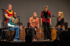Sese Ntem and Ewe Drummers of Ghana. Martin Luther King, Jr. Holiday Arlington Theater Program on January 16, 2023.  16th Annual Martin Luther King, Jr. Holiday Weekend of MLKSB 2023 Events.  (Photo by Rod Rolle)

Arlington Theater Program 

Invocation - Rev. Roderick Murray, Pastor of New Friendship
Missionary Baptist Church and MLKSB board member
Master of Ceremonies: Rosalyn Collins

Sister Miriam Dance, Sister Shirley Hammons & Michelle Jarvis sing the
African American national anthem, “Lift Every Voice and Sing.”
Welcome: E. onja Brown, President of MLKSB
Tribute: Moment of silence for those who have passed
way this year

Elected Official: Salud Carbajal, Congressman
Elected Official: Gregg Hart, State Assemblyman
Miriam Dance - Sings “Remedy” accompanied by John Douglas
Sese Ntem and Ewe Drummers of Ghana
Awards: Essay and Poetry, ages 6-12
Break - Music
Rosalyn Collins: Acknowledgments
Sister Shirley Hammons & Sister Michelle Jarvis “Expect your Miracle”

Accompanied by John Douglas
Awards: Essay and Poetry, ages 13-18
Introduction: Michael A. Young, UCSB Vice Chancellor, Emer.
Keynote speaker: Dr. Diana Ramey Berry