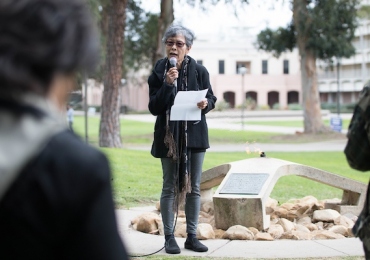 January 19, 2018 - Santa Barbara, CA: UCSB Buchanan Courtyard Eternal Flame, "Walk With Us" to North Hall Murals, Exhibit at Davidson Library, Progam & Reception at the Multicultural Center. The Martin LutherKing, Jr. Committee of Santa Barbara presents "Now is the time to Make Real the Promises of Democracy", a celebration of Martin Luther King, Jr. in Santa Barbara, CA January 11 - 19, 2018.   (Photo by Rod Rolle)