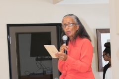 January 13, 2018 - Santa Barbara, CA: MLK SB present Ring Shout, early African-American spiritual music and spiritual with MC and speaker Akivah Northern, Michelle Lawyer and Sayyidah Ragsdale with discussion of Dr. King's influence at the Pilgrim Terrace in Santa Barbara on January 13, 2018.   The Martin Luther King, Jr. Committee of Santa Barbara honored Dr. Martin Luther King, Jr. January 13 - 19, 2018 with the theme " Now is the time to Make Real the Promises of Democracy."  (Photo by Rod Rolle)